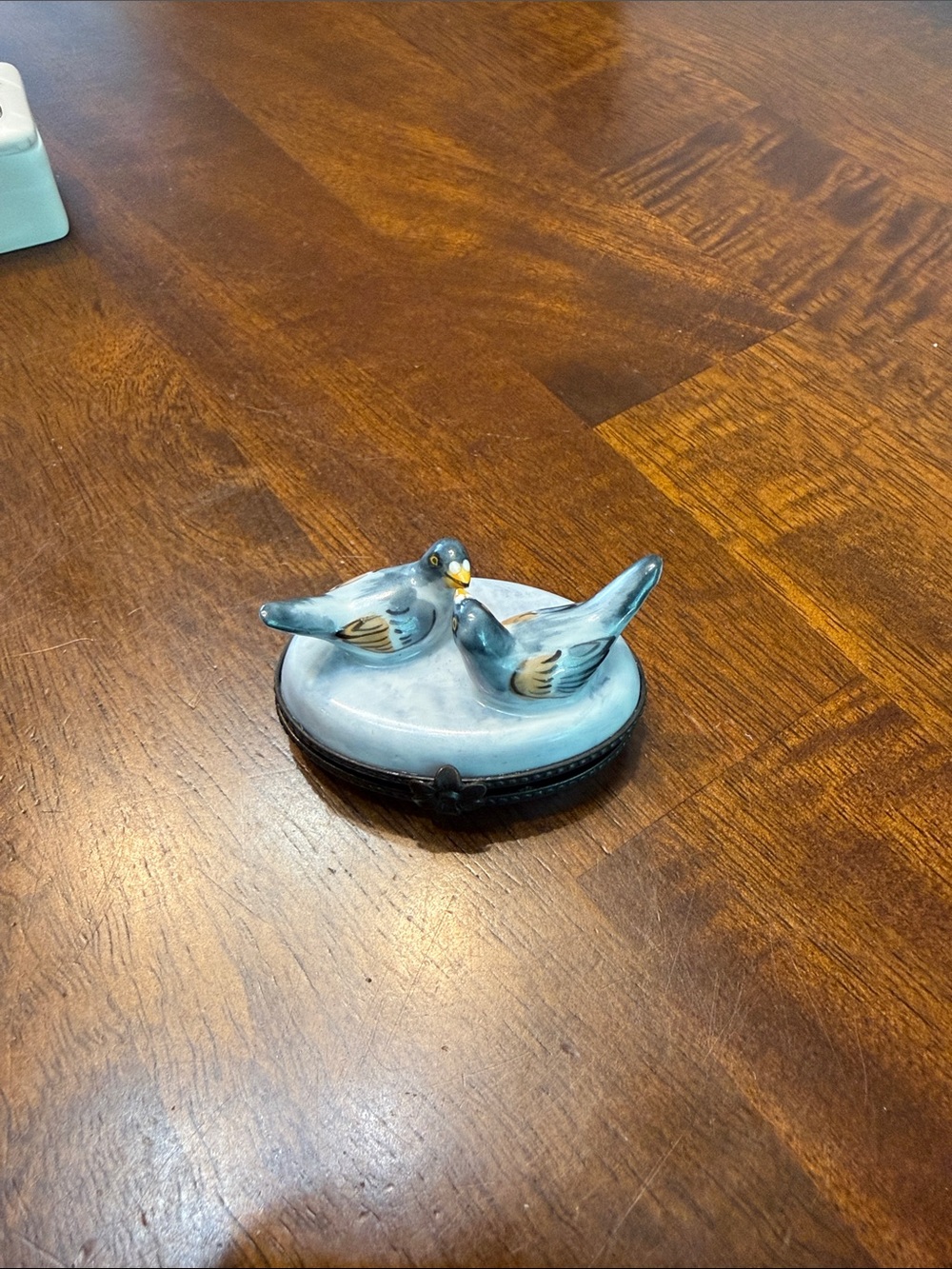 Limoges Blue Bird Couple Porcelain Trinket Box